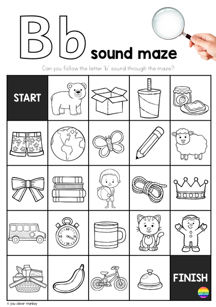 Alphabet Sound Mazes - B+W edition