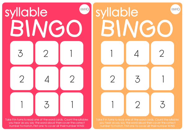 Syllable BINGO Game