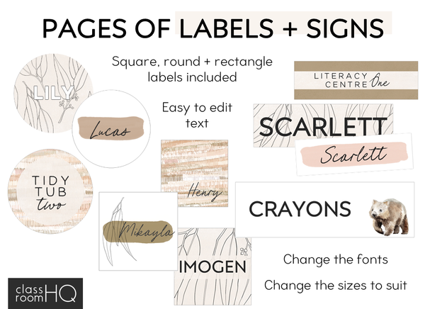 MODERN AUSSIE Classroom Labels + Signs Pack