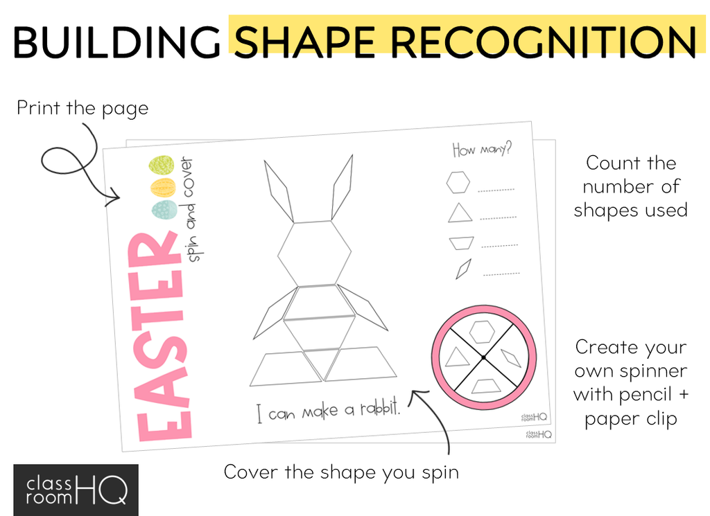 Easter Pattern Block Spin And Cover Math Center Classroom HQ