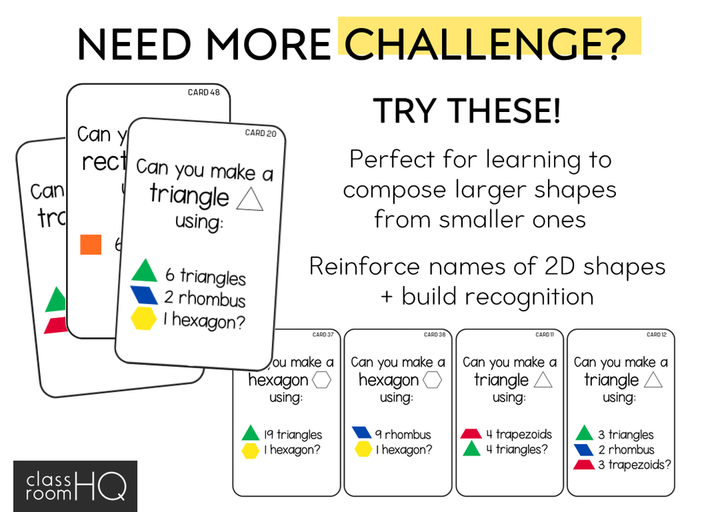 2D Shape Pattern Block STEM Challenge Cards - classroom HQ