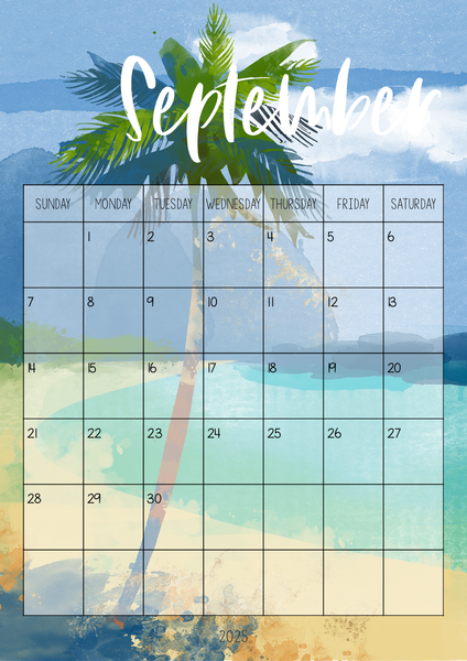 TROPICAL COAST Simple Calendar