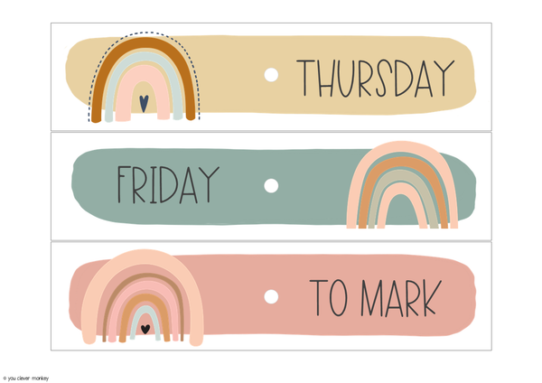 Modern BOHO RAINBOW Rolling Cart Trolley Labels | you clever monkey
