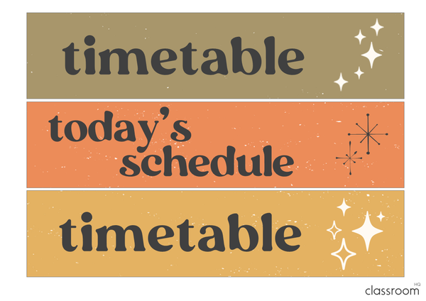 RETRO REWIND Classroom Timetable Pack