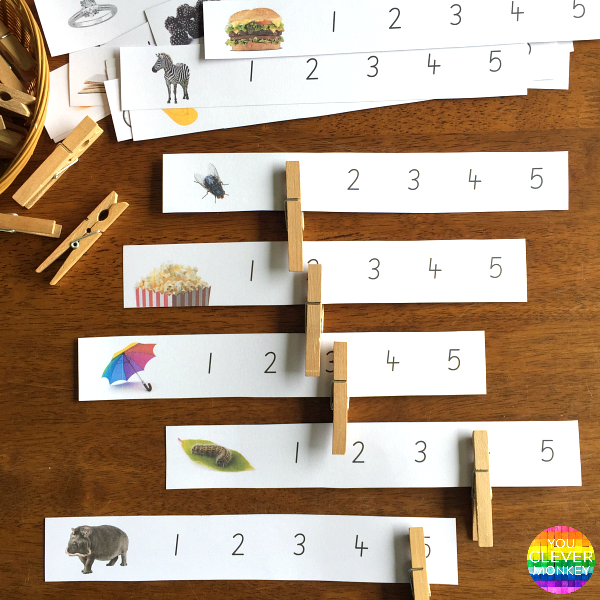 Counting Syllables Peg Clip Cards