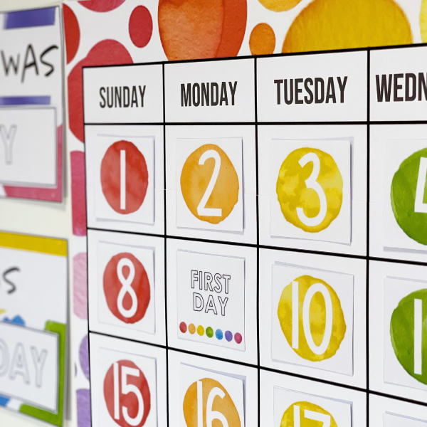 Rainbow WATERCOLOUR PAINT Classroom Calendar | you clever monkey