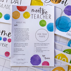 WATERCOLOUR PAINT Meet The Teacher Templates