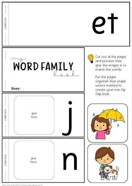 Word Family Short Vowel Sound Flip Books