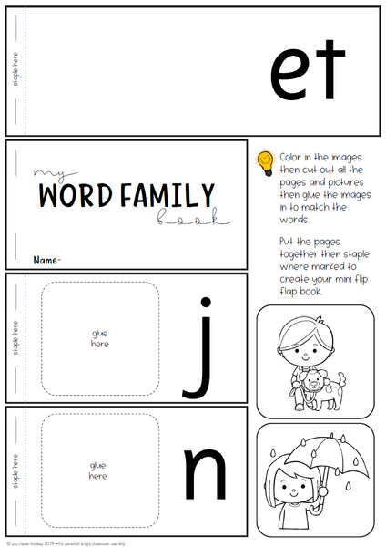 Word Family Short Vowel Sound Flip Books